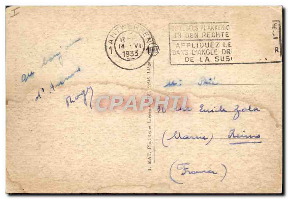 Antwerpen S.S. 'Belgenland', Red Star Line — éditeur LEGIA, n° de série non visible — Achterkant