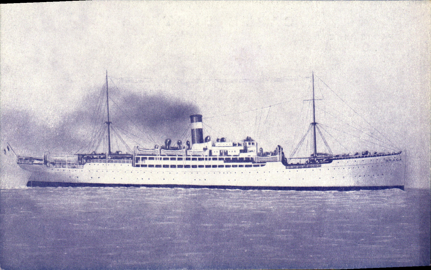 S.S. Braga — Navire de la Fabre Line — Éditeur : IMP. MAURIN ET PAGES