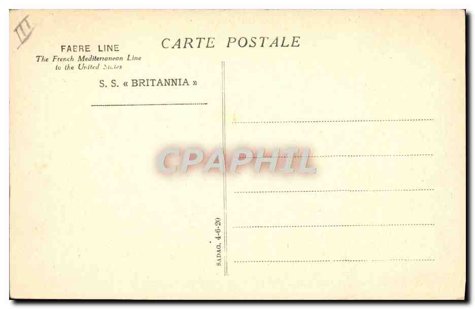 CPA Bateau Fabre Line SA Britannia — Verso