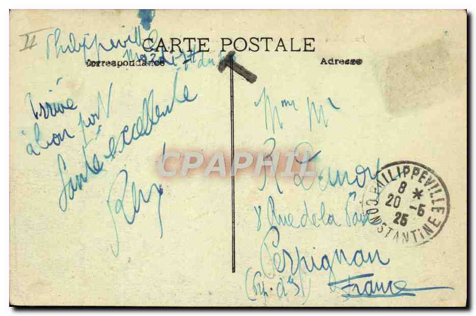 Mareghal Bugeaud — Paquebot de la Cie Transatlantique par grosse Mer — éditeur non visible — Verso