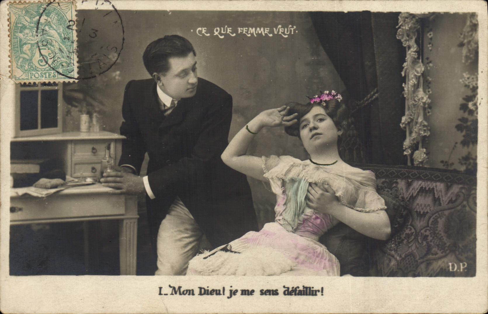 Scène de théâtre — 'Mon Dieu! je me sens défaillir!' — D.P. (éditeur)