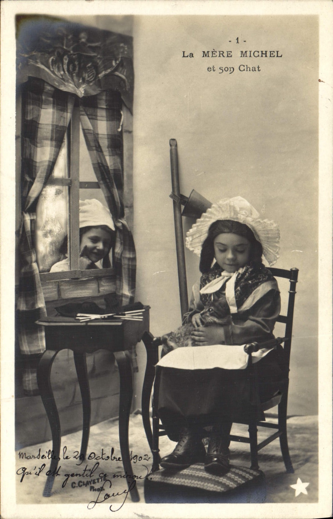 CPA Fantaisie Enfant la mere Michel et son chat 