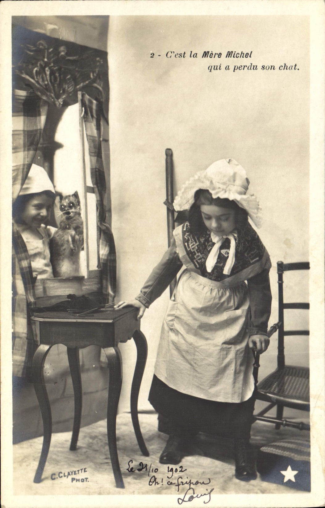 CPA Fantaisie Enfant la mere Michel et son chat 