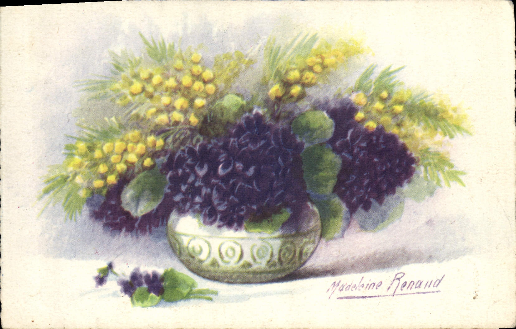 CPA Fantaisie Illustrateur Fleurs Madeleine Renaud