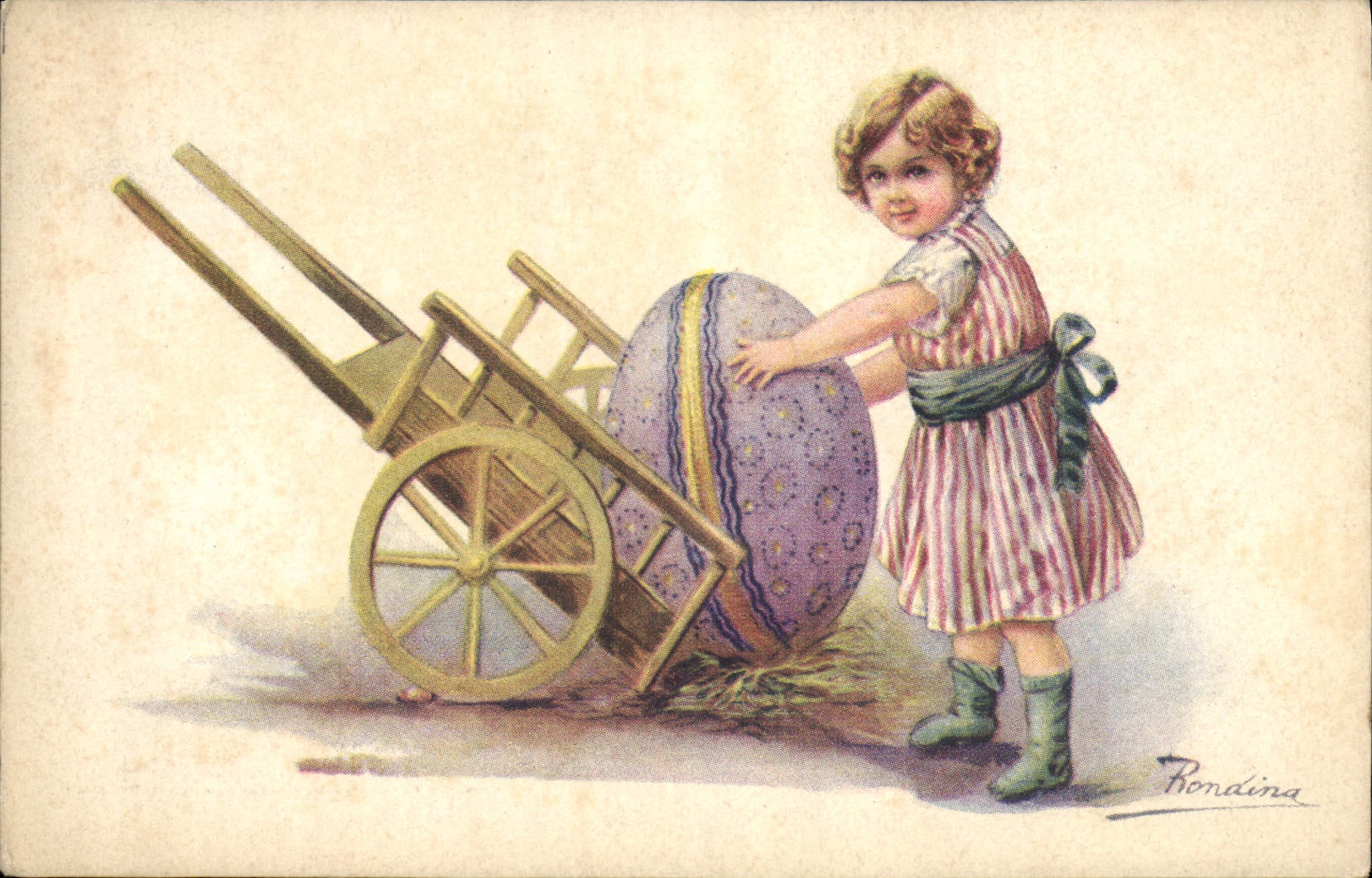 CPA Fantaisie Illustrateur Enfant Paques Oeuf