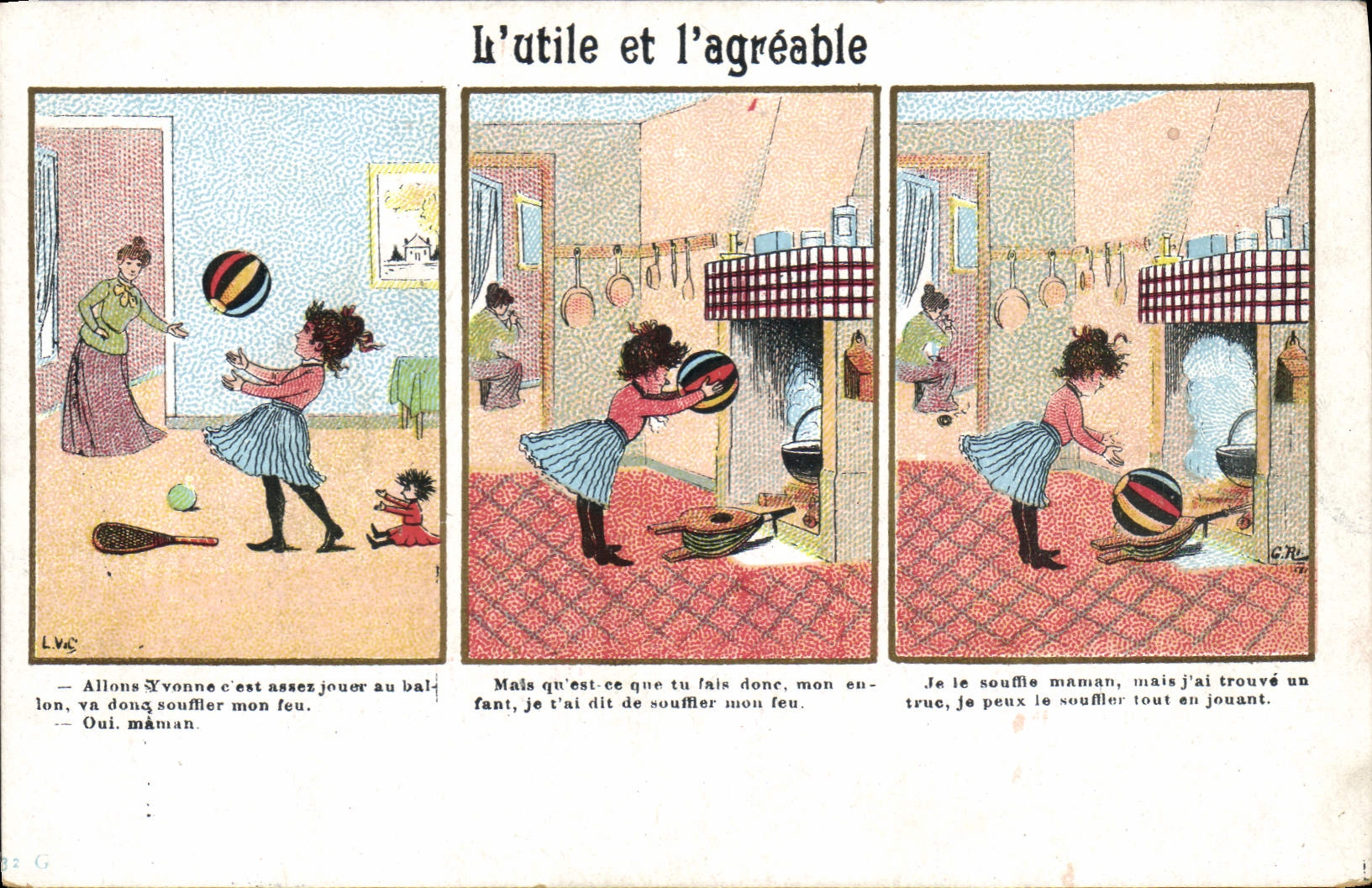 L'utile et l'agréable — bande dessinée en trois cases — éditeur A. Benoiston