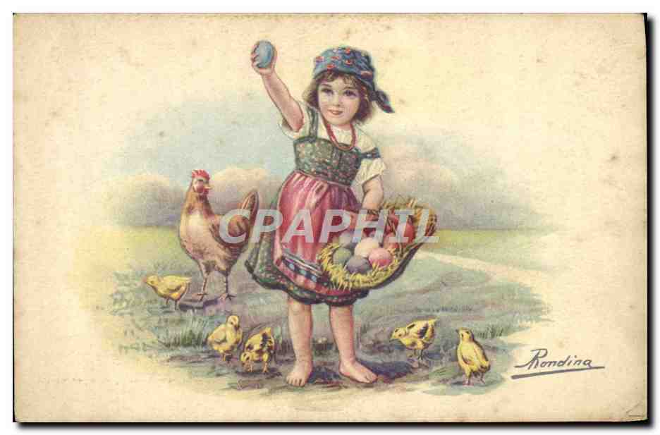 CPA Fantaisie Illustrateur Enfant Poules