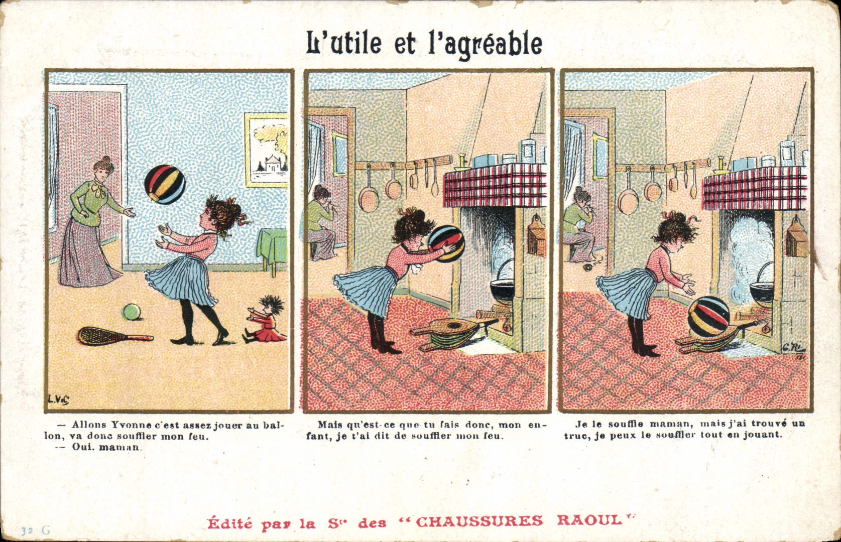 CPA Fantaisie Illustrateur L'utile et l'agreable Enfant Chaussures Raoul Rue Alsace Toulouse 