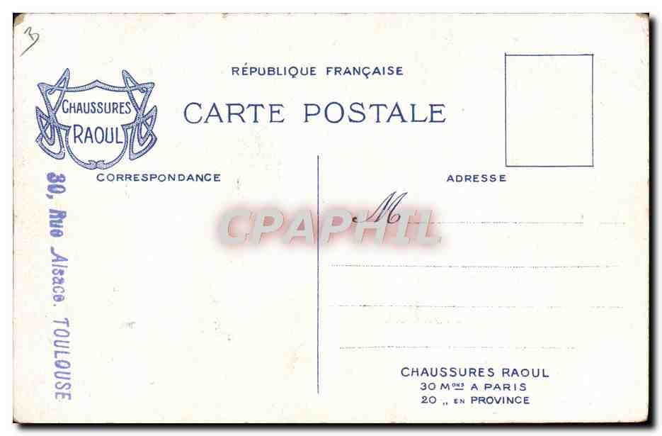CPA Fantaisie Illustrateur L'utile et l'agreable Enfant Chaussures Raoul Rue Alsace Toulouse  — Rückseite