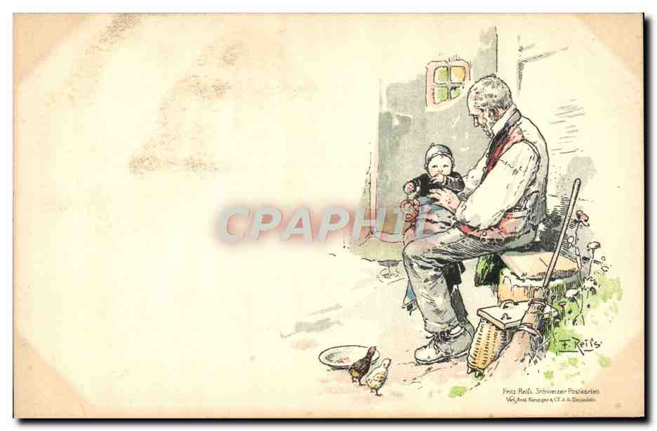 CPA Fantaisie Illustrateur Vieillard Enfant Fritz Reifs 
