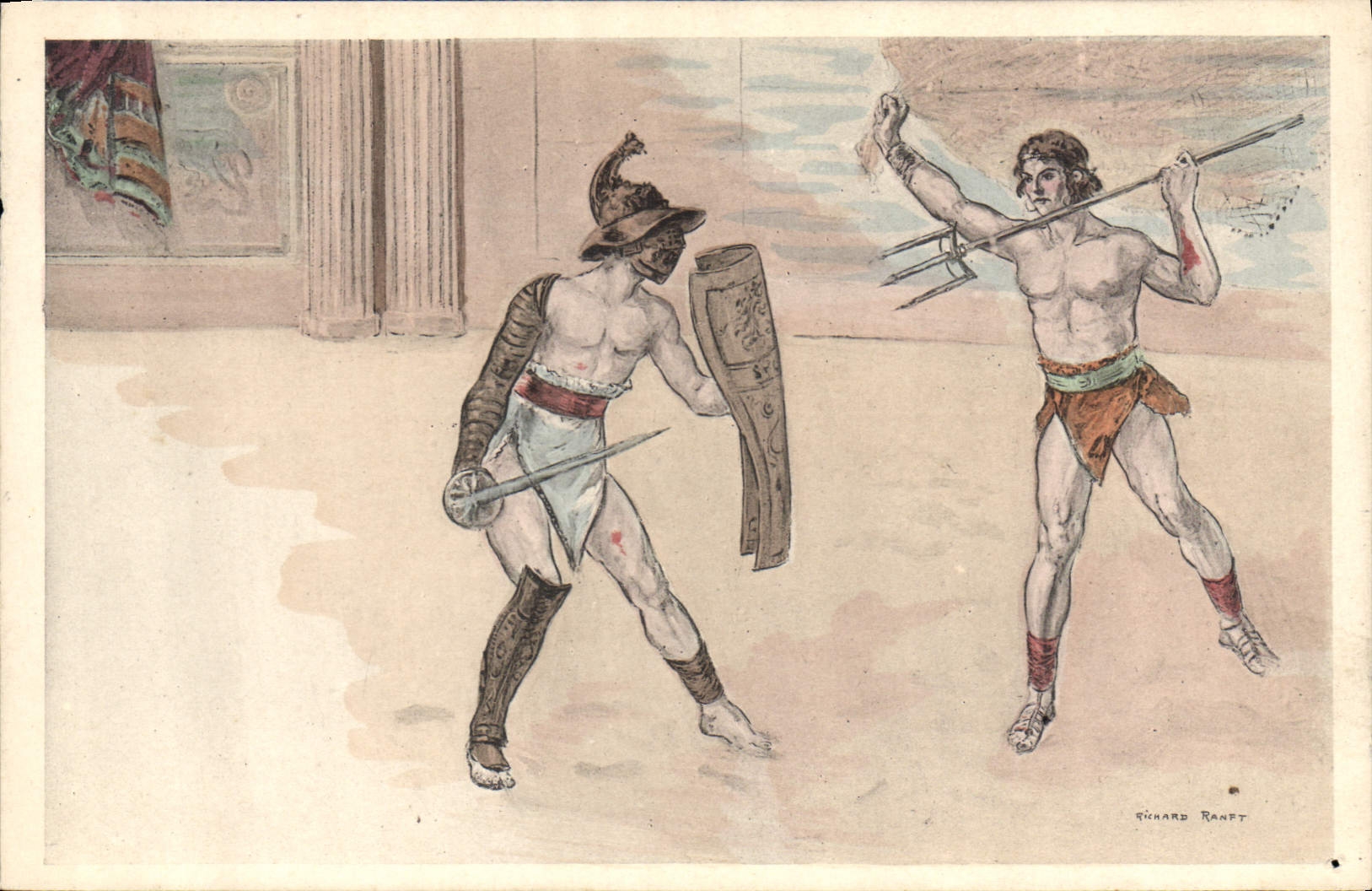 Combat de gladiateurs — illustration — Ghinard Rant