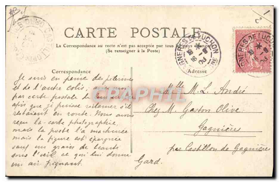 CPA Pyrenees Costumes Ossalois Folklore — Verso