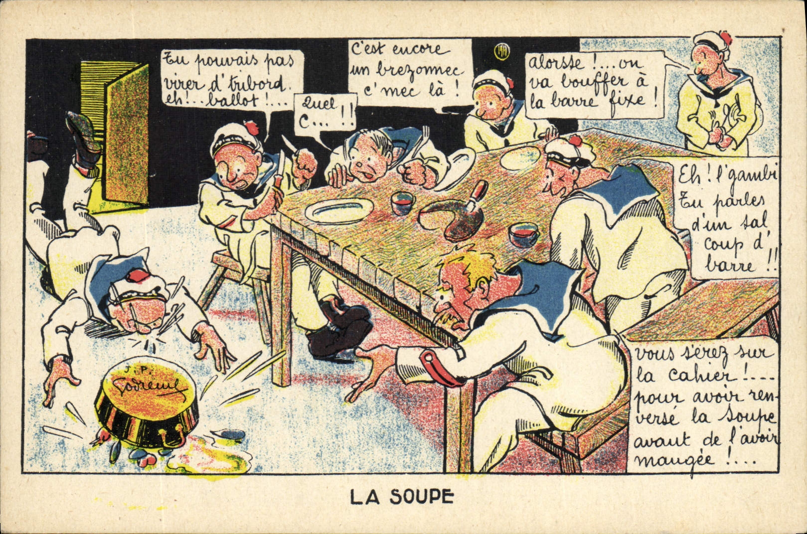 Sous-officiers en cuisine — La Soupe — J.P. Sorreuil