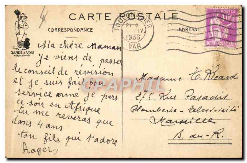 La Visite — J.P. Gobert — XVIII N° 213 — Verso