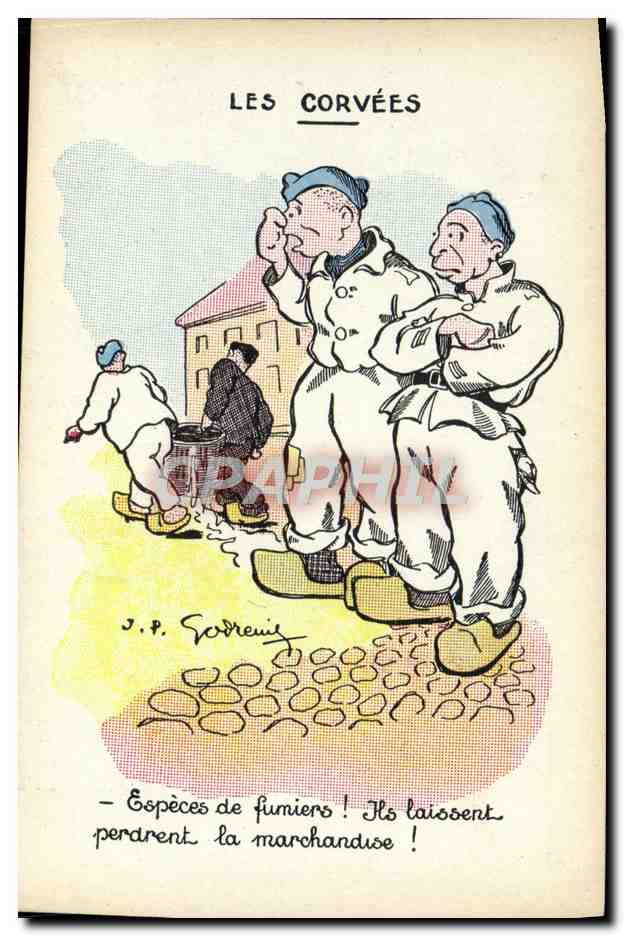Les Corvées — caricature de J.P. Sodreux — éditeur Garde à Vos
