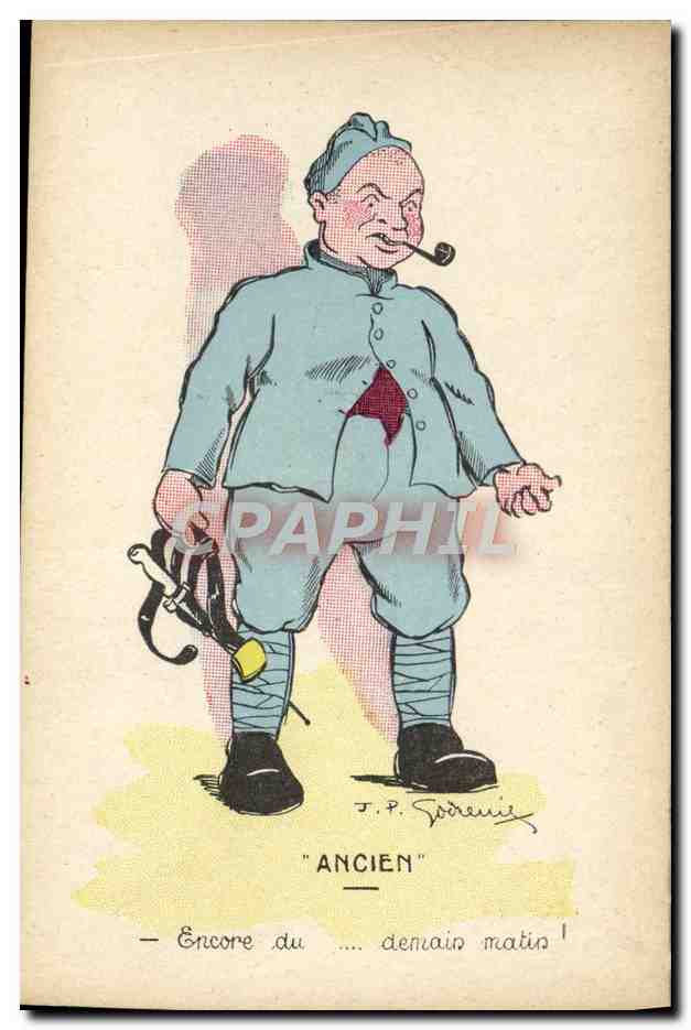 Ancien soldat — caricature de J.P. Sorel — éditée par 'Le Matin'