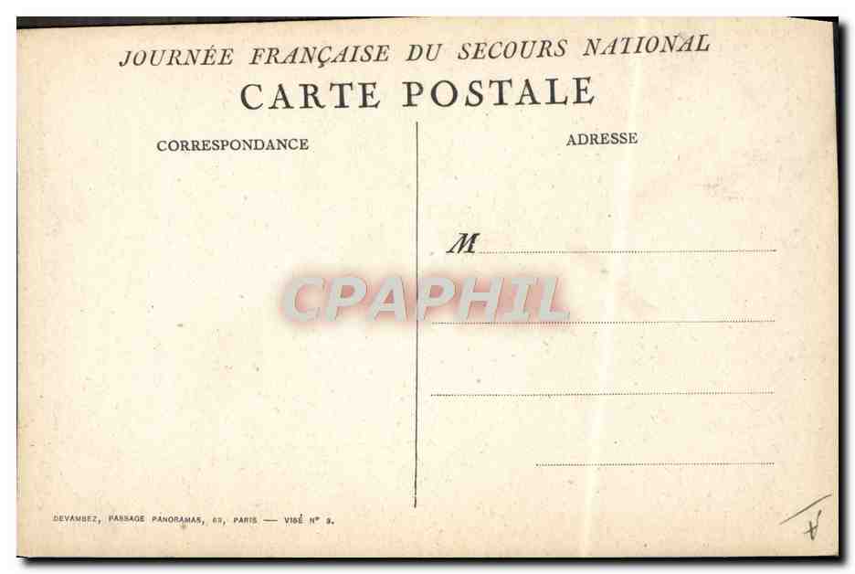 CPA Militaria Secours National  — Rückseite