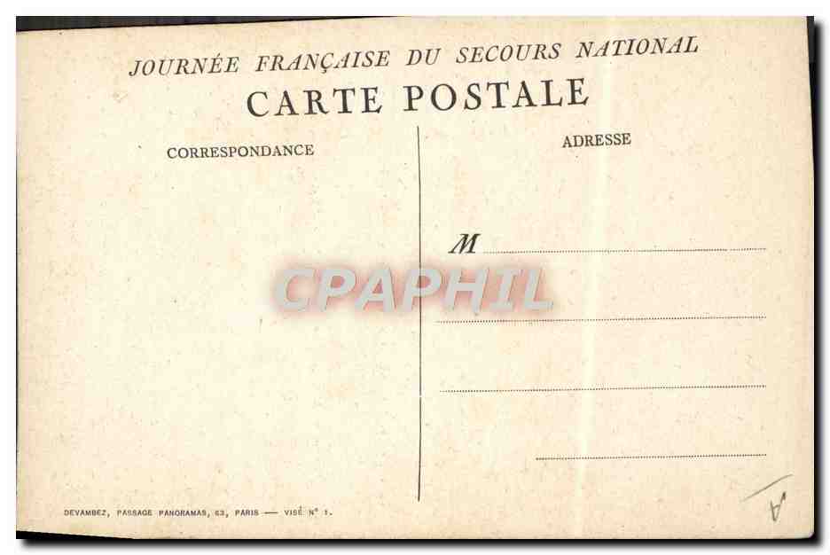 CPA Militaria Secours National  — Rückseite