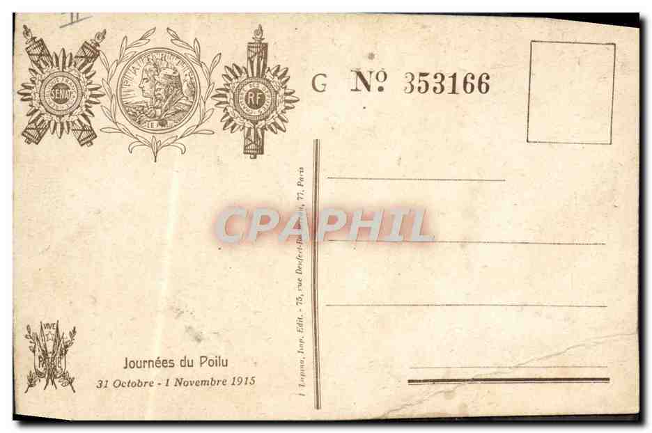 CPA Militaria Journee du poilu  — Verso