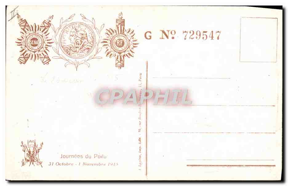 CPA Militaria Journee du poilu  — Rückseite