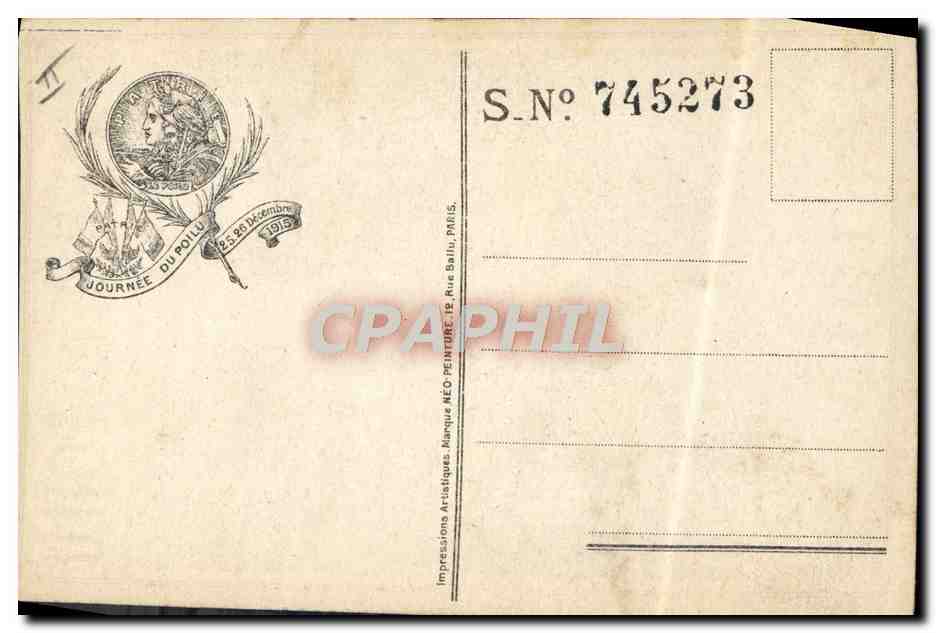 CPA Militaria Journee du poilu 1915 — Rückseite