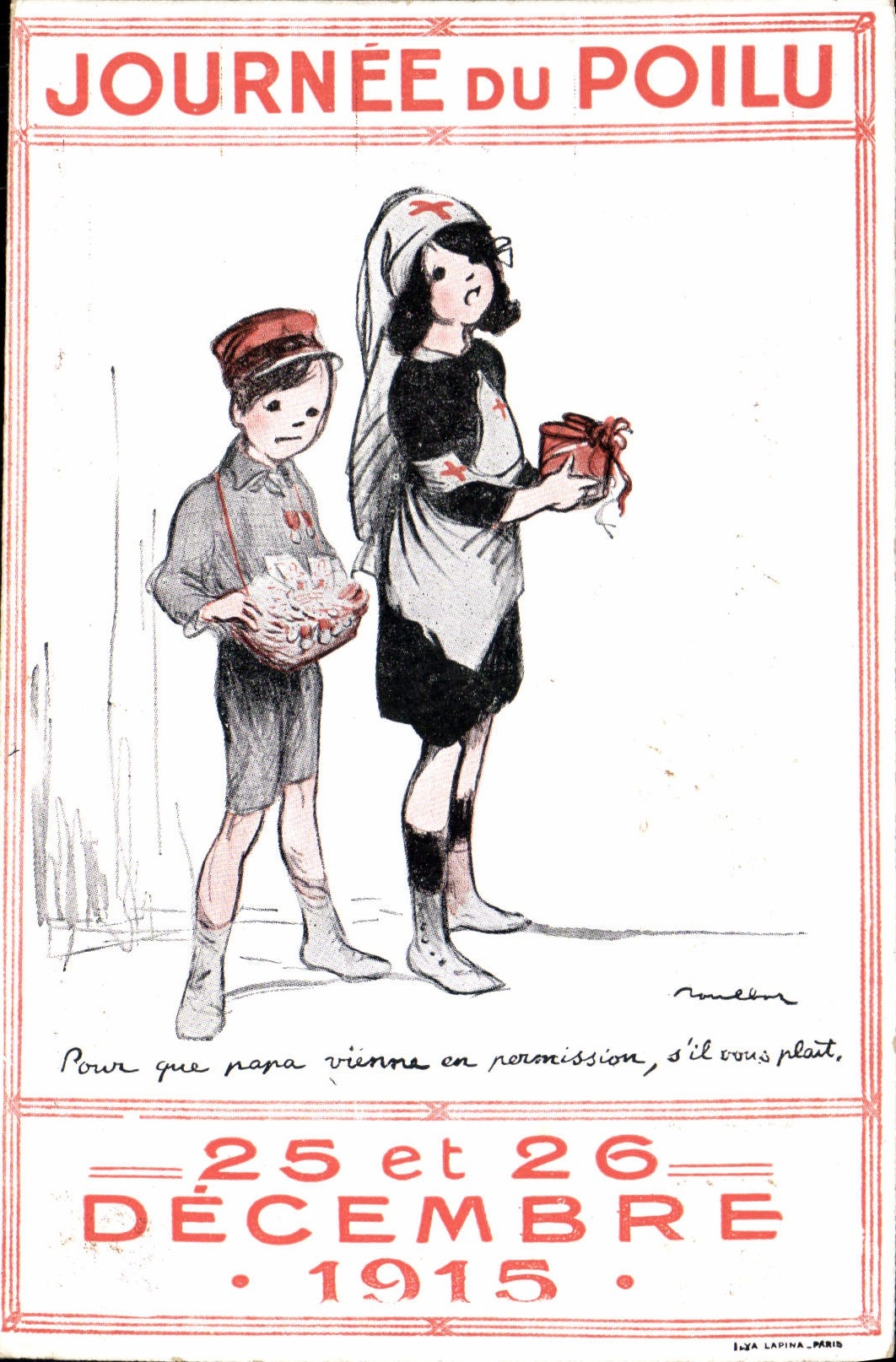 CPA Militaria Journee du poilu 1915 Enfants