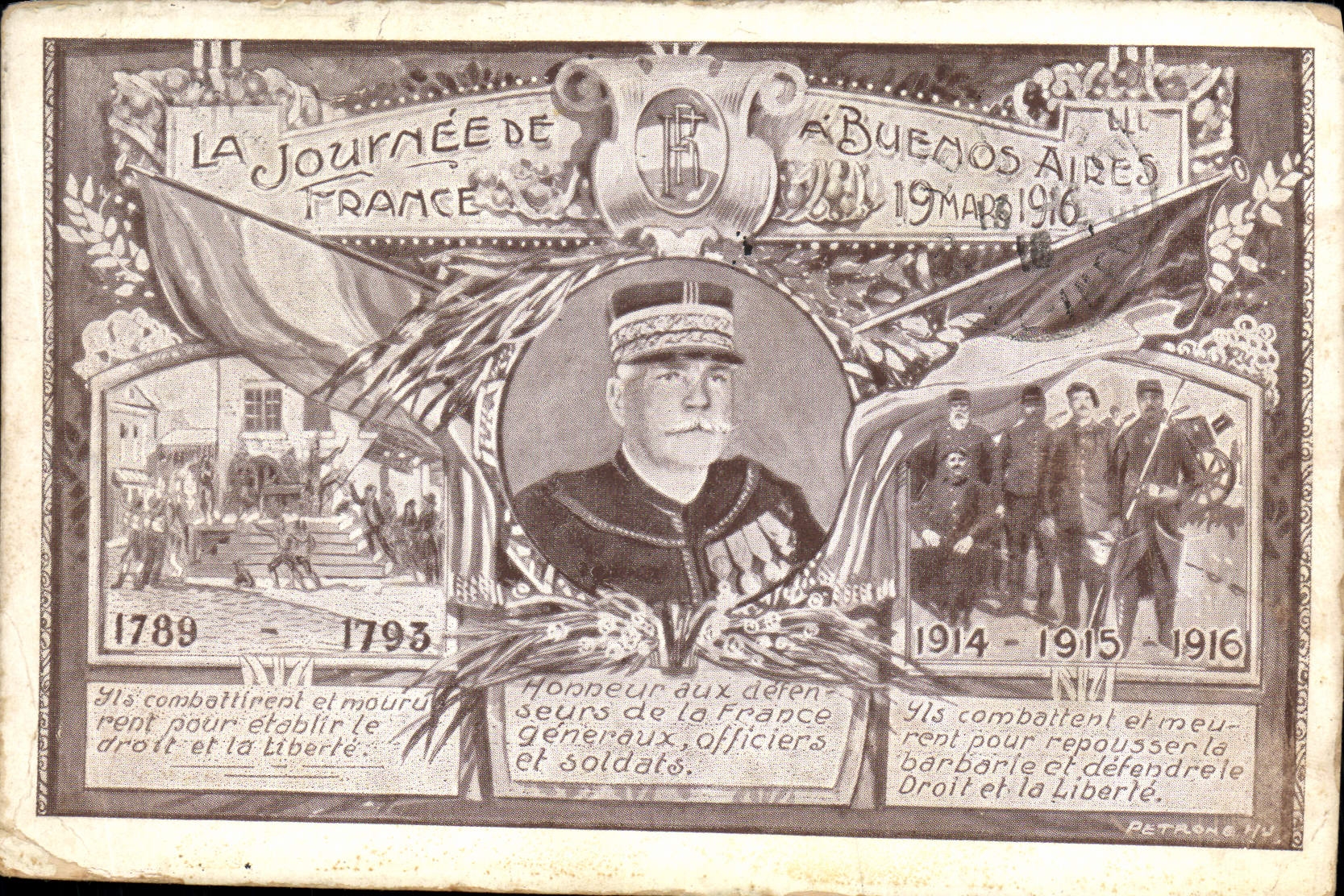 CPA Militaria La journee de France a Buenos Aires Argentine Argentina 19 mars 1916 