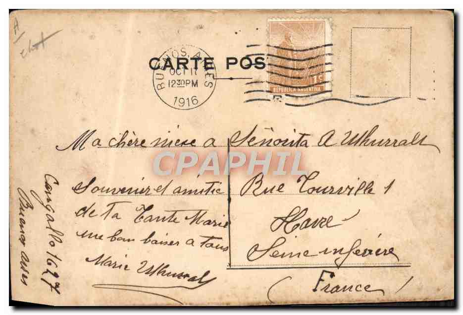 CPA Militaria La journee de France a Buenos Aires Argentine Argentina 19 mars 1916  — Rückseite
