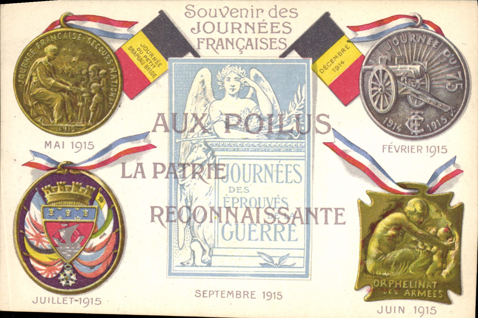 CPA Militaria Aux poilus medailles 