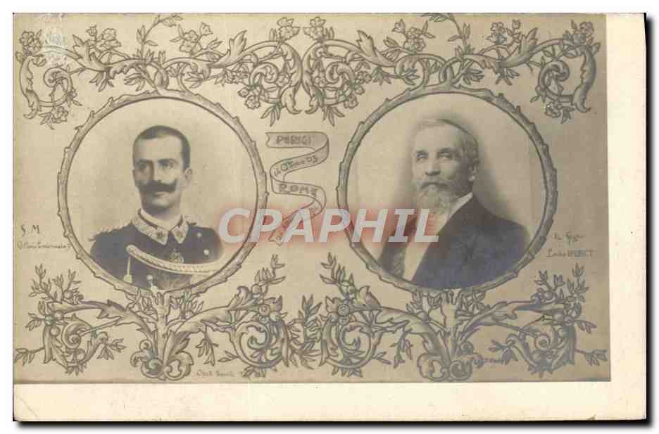 Portrait de deux hommes — S.M. Vittorio Emanuele III et L. Giro — éditeur R. Gailleninot, Paris