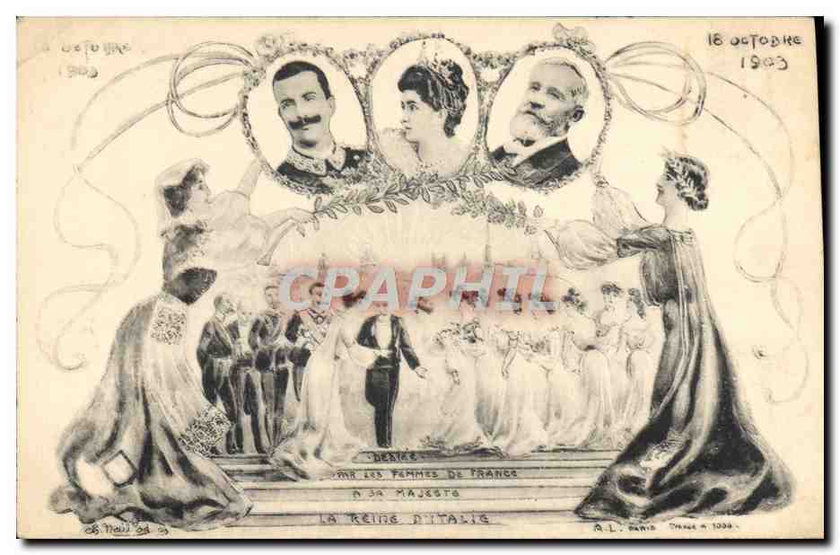 Hommage des Femmes de France à la Reine d'Italie — A.L. BANIA, série n° 1038