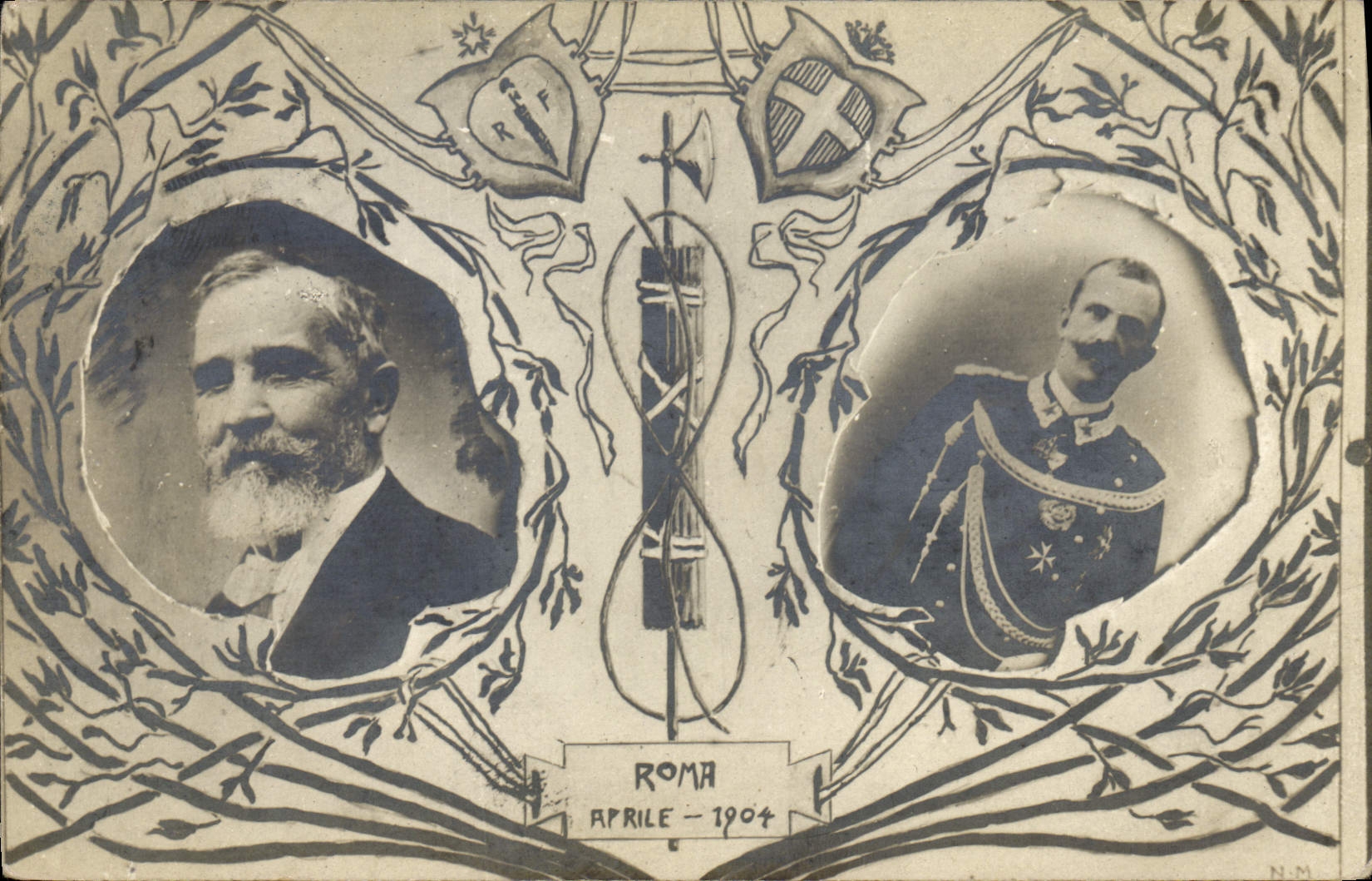 Roma - Avril 1904 — portraits de deux hommes — éditeur N.M.