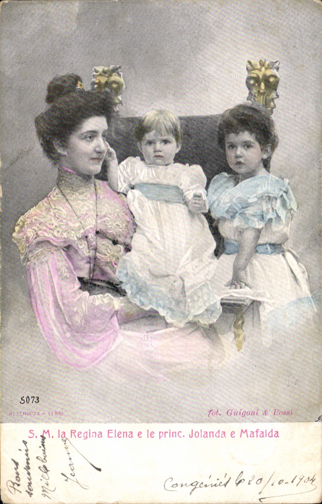 S.M. la Regina Elena e le princ. Jolanda e Mafalda — phot. Guigoni & Bossi — n° 5073