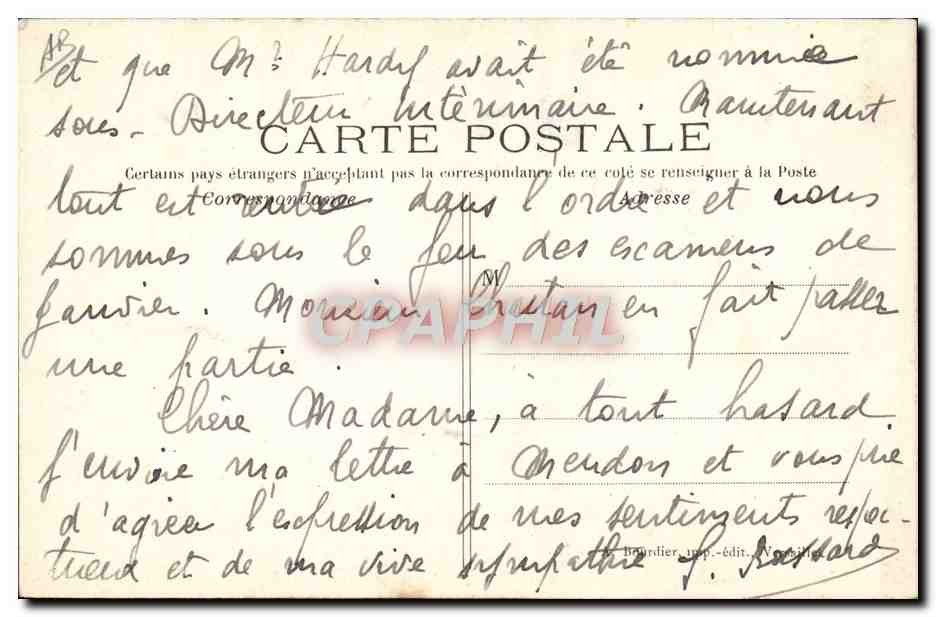 S.M. Alphonse XIII à Versailles — Le Cortège au Bassin de Neptune — éditeur Bourdier, n° de série non visible — Reverso