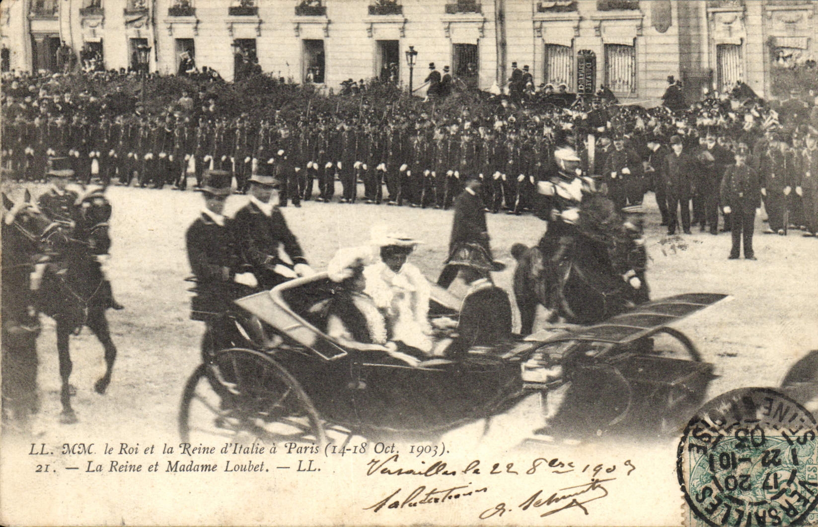 MM. le Roi et la Reine d'Italie à Paris (14-18 Oct. 1903) — LL. — La Reine et Madame Loubet — LL. — Éditeur LL. — N° 21