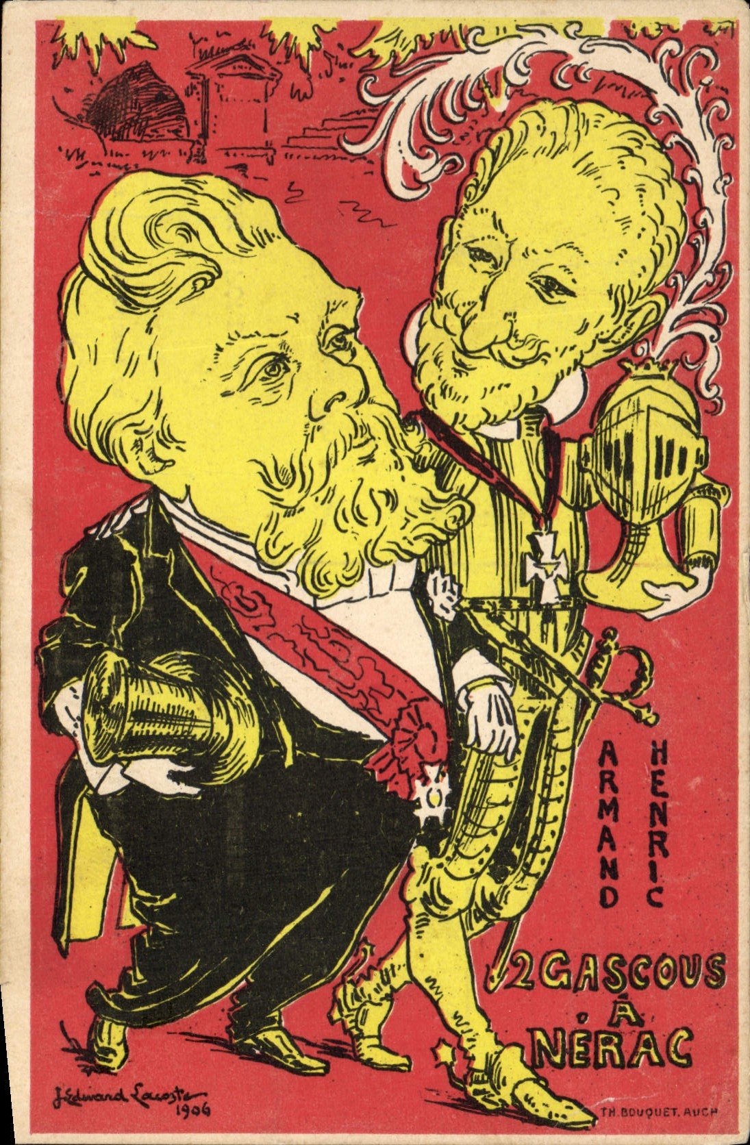 Henri de Gascous in Nérac — politische Karikatur — TH. Bouquet, Auch