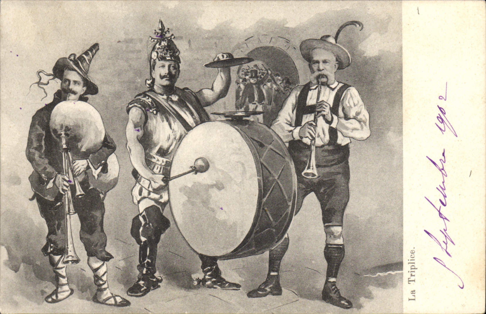 Die Triple — Musiker in Kostümen — La Triplice, Verlag