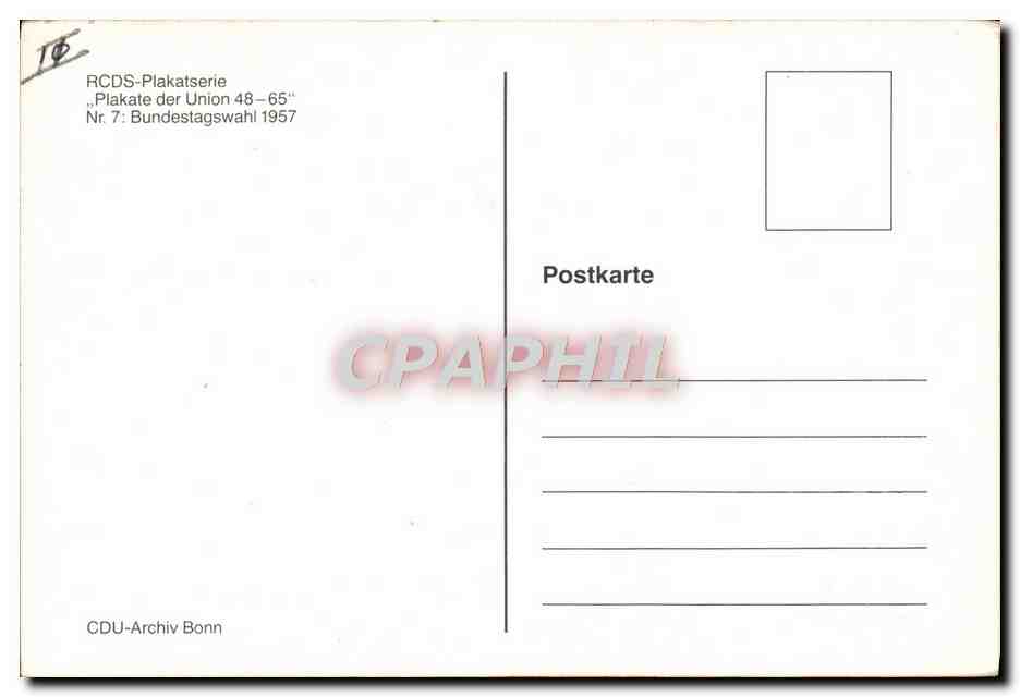 CPA Konrad Adenauer CDU — Rückseite