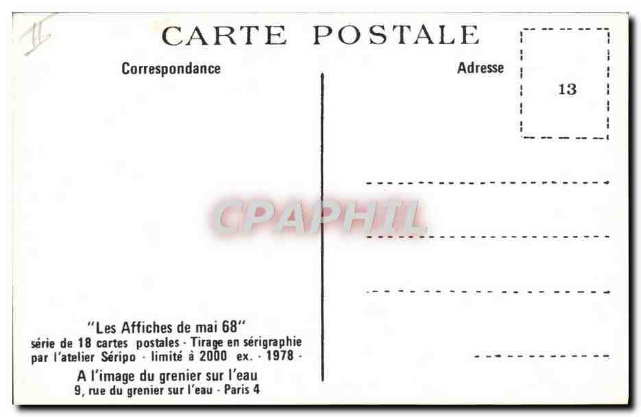 CPM Les affiches de mai 68 Votez toujours je ferai le reste — Rückseite