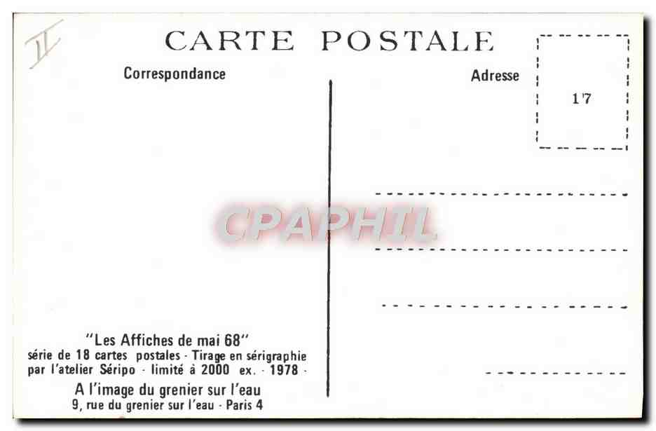 CPM Les affiches de mai 68 mai 68 Debut d'une lutte prolongee — Rückseite