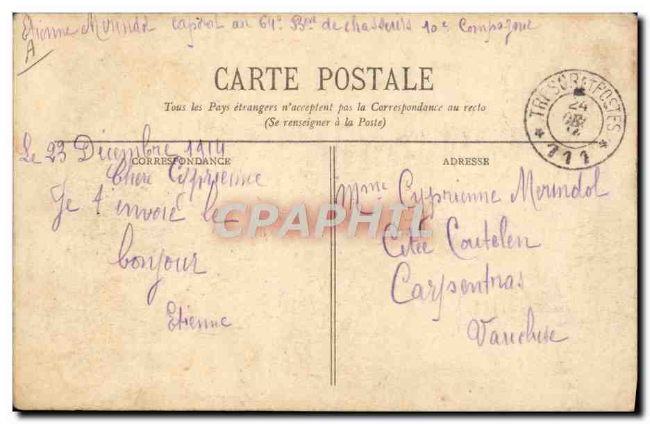 Herr Poincaré — Präsident der Republik — Cliché Manuel — Rückseite