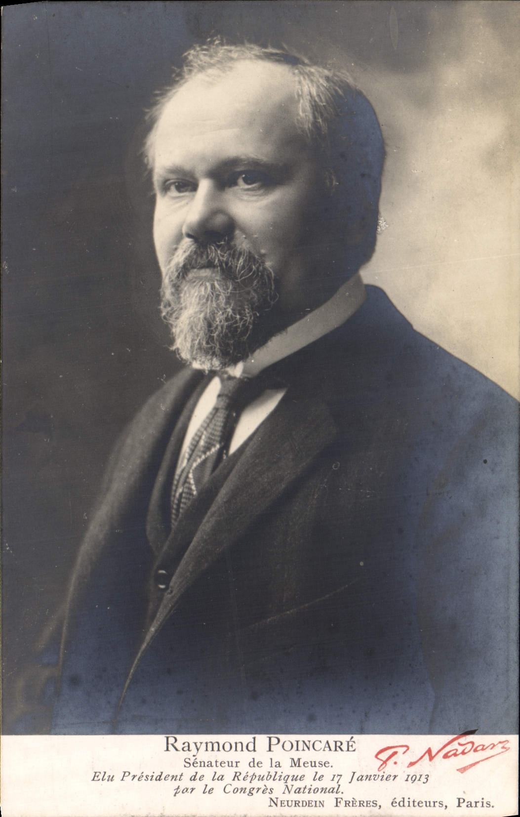 Raymond Poincaré — Sénateur de la Meuse, élu Président de la République le 17 janvier 1913 — G. Nadar, Paris