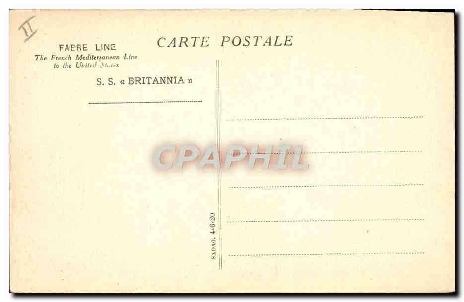 S.S. « BRITANNIA » — nave de la Faere Line — editor Faere Line — Reverso