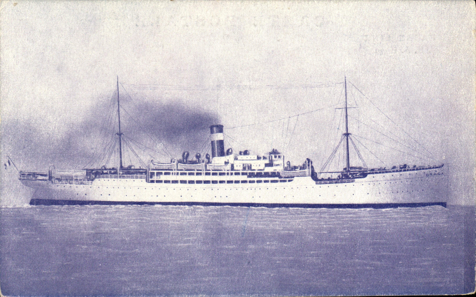 S.S. Braga — Navire de la ligne Fabre — Éditeur Imp. Mauchin et Fages
