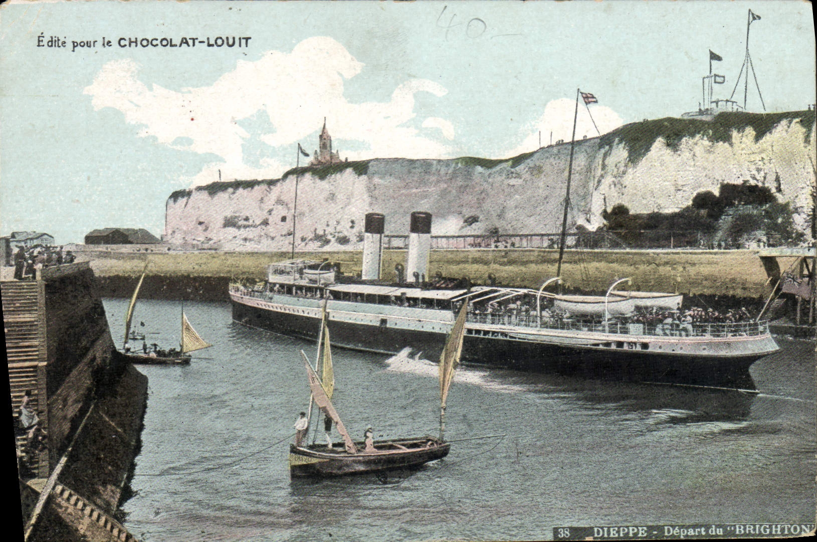 Dieppe — Départ du 'Brighton' — Édité pour le Chocolat-Louit
