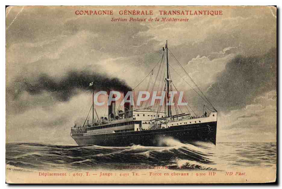 CPA Bateau Paquebot Poste Charles Roux Companie Generale Transatlantique 