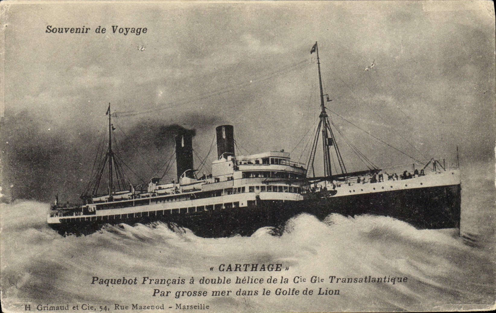 Paquebot « Carthage » — Cie Transatlantique — H Grimaud et Cie, Marseille