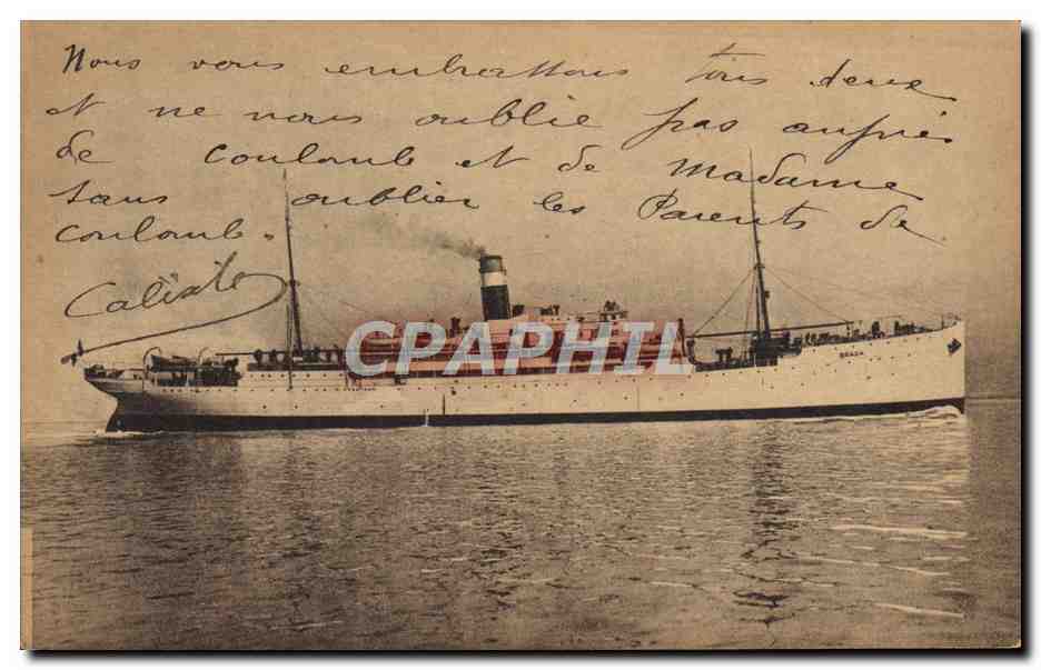 Navire à vapeur — S.S. Braga — Fabre Line