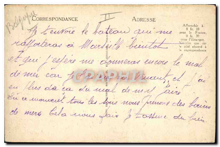 Philippeville — Les Quais et le Courrier de France de la Cie Mixte — Graphil — Verso