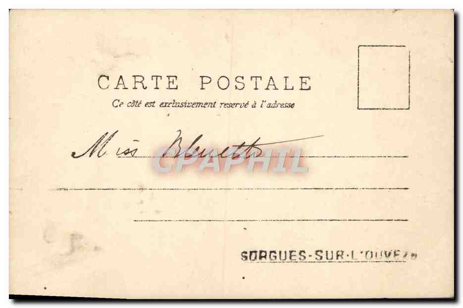 Jeune couple en scène — texte imprimé et signature AS — éditeur R.P.I. — Verso